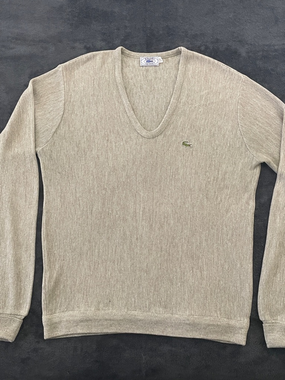 Vintage Lacoste Men's V-Neck Sweater
